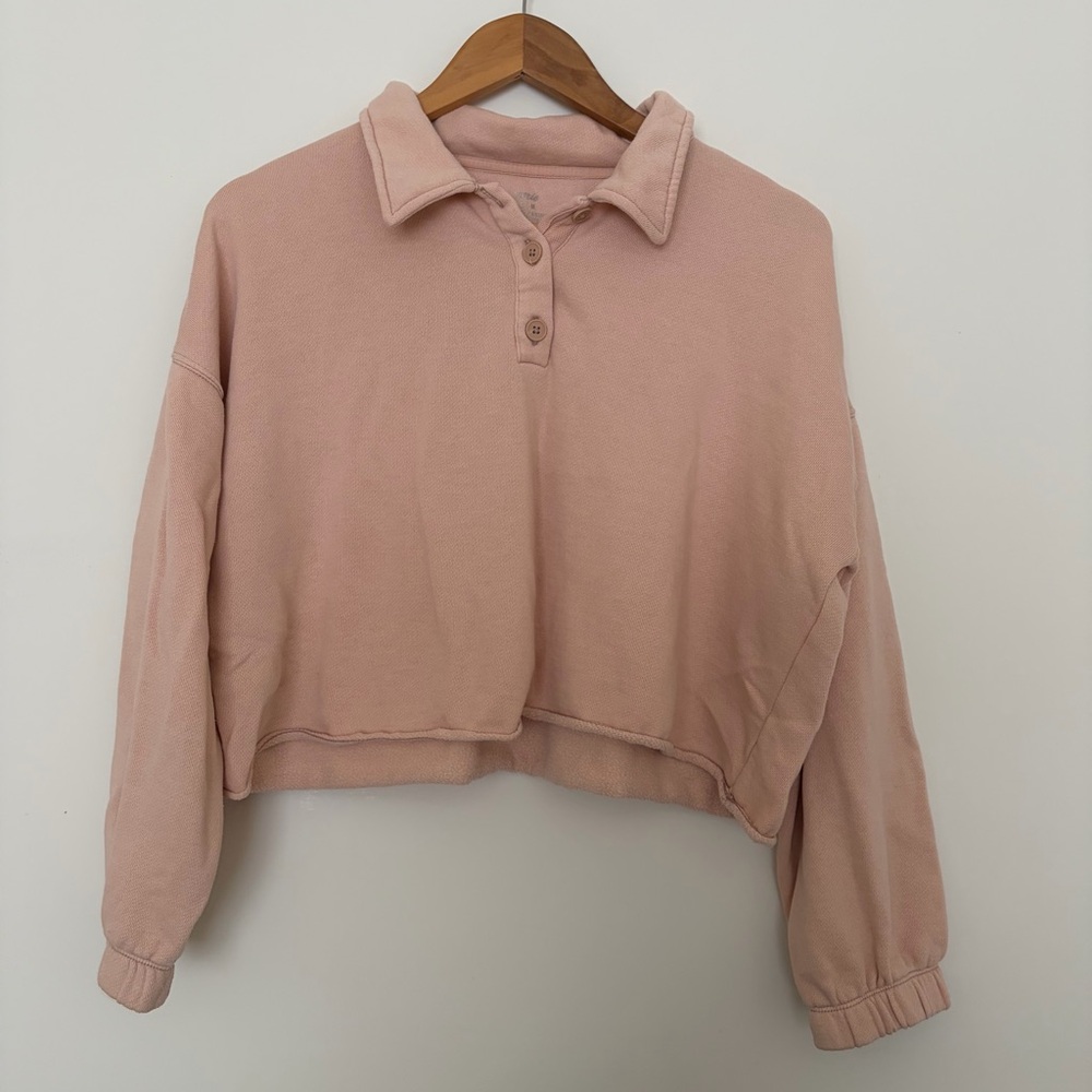 Aerie cropped  Pink Polo Sweatshirt - Women